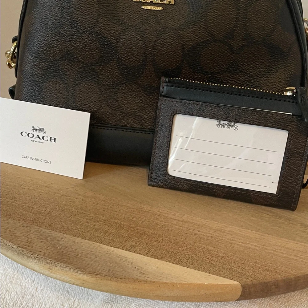 Coach Brown and Black Signature Dome Crossbody Handbag and Wallet - Picture 5 of 16